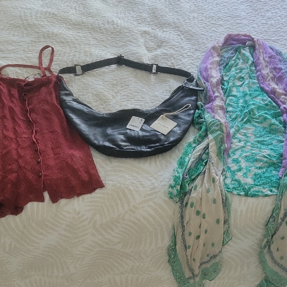 Free People Black Leather Bag BUNDLE